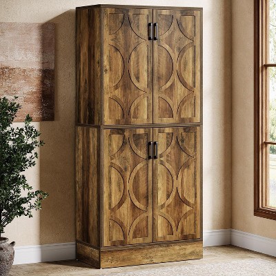 Hommoo 4-Tier Bookcase Cabinet with Adjustable Shelves Brown