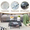Syemin Round End Table, Tempered Glass Top Coffee Table Decorative Table for Living Room and Farmhouse, Black, 31.4"*31.4"*16.6" - 3 of 4