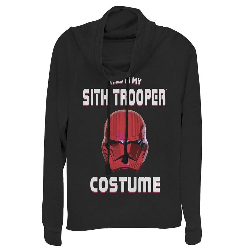 Juniors Womens Star Wars: The Rise of Skywalker Halloween Sith Trooper Costume Cowl Neck Sweatshirt, 1 of 4