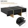 47.2" x 31.4" Minimalist High Gloss Coffee Table, Multi-Storage Rectangle Sofa Table with 2 Drawers & Gold Wood Grain Legs, for Living Room - 2 of 4