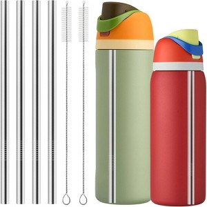 Metal Straw Replacement for Owala Water Bottle 24 oz 32 oz Accessories, With 2 Straw Cleaner - 1 of 4