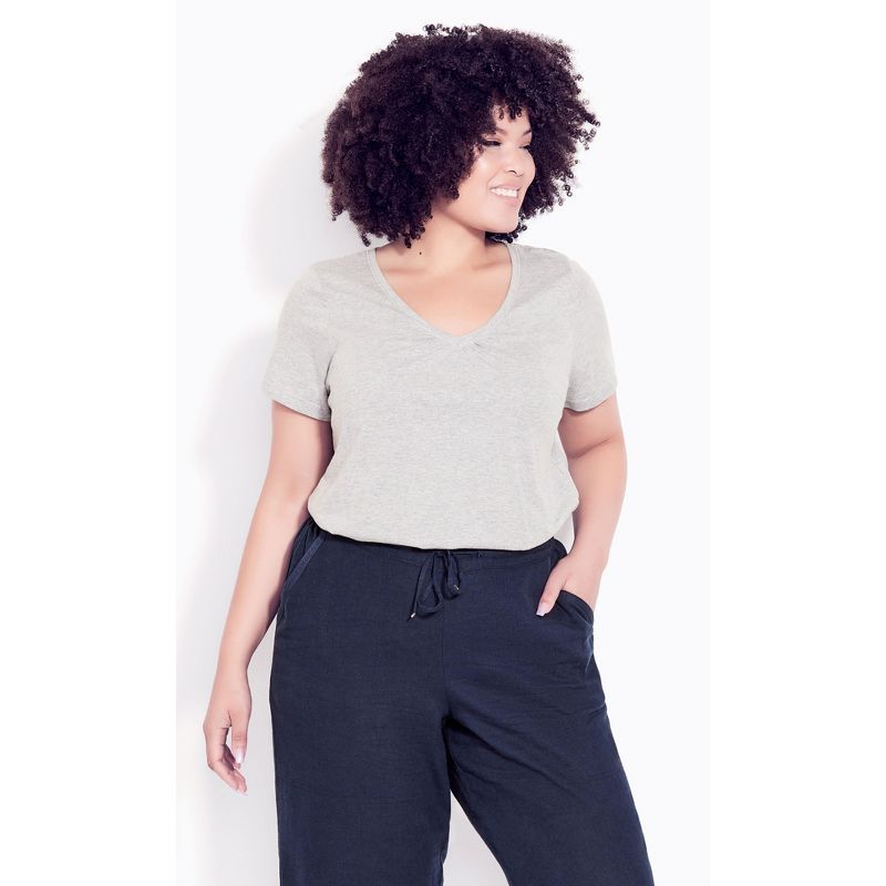 Women's Plus Size Linen Blend Trouser - navy | AVENUE, 3 of 7