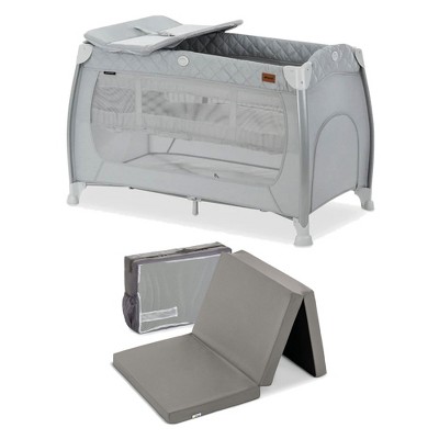 hauck Play N Relax Center Foldable Travel Bed with Foldable Portable Foam Pad for Traveling, Kids, Snooze, Resting, and Indoor Spaces