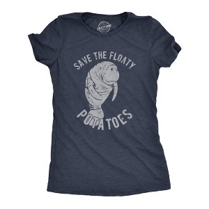 Womens Save The Floaty Potatoes Tshirt Funny Manatee Conservation Tee - Crazy Dog Women's T Shirt - 1 of 4