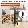 Tangkula 4 Feet Outdoor Firewood Storage Holder Heavy Duty Steel - 4 of 4