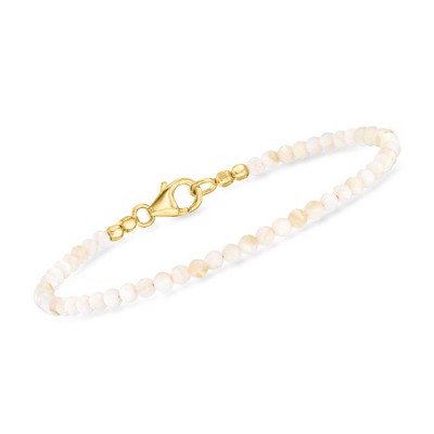 Ross-Simons Mother-Of-Pearl Bead Bracelet in 18kt Gold Over Sterling