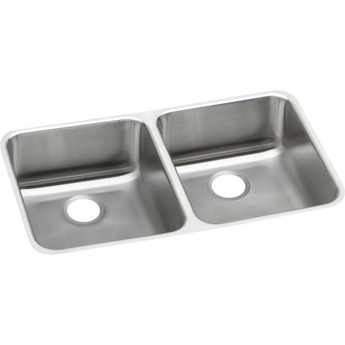 Elkay Eluh3118 Lustertone 30 3 4 Double Basin 18 Gauge Stainless Steel Kitchen Sink For Undermount Installations Stainless Steel