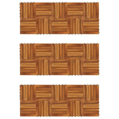 vidaXL Decking Tiles Vertical Pattern 11.8"x11.8" Acacia Set of 30
