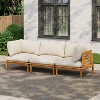 Scott Living Sacova Outdoor Acacia Wood 3-Seater Sofa, Teak Finish Frame with Beige Cushion - 2 of 4