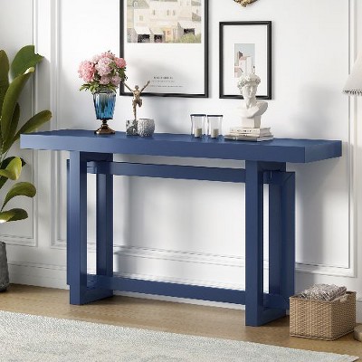 PAGED Minimalist Concrete Texture Console Table with Pine Wood Legs, Extra Long Entryway Table, Entryway Sofa Side Table for Hallway, Foyer
