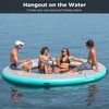 Solstice 10 Foot Inflatable 7 to 10 Person Circular Mesh Dock Floating Island Platform w/ Removeable Center, Cup Holders, Handles, Carry Bag, and Pump - 2 of 4