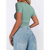 Womens Short Sleeve Square Neck Tops Basic Slim Fit Crop T Shirt Summer - 3 of 3