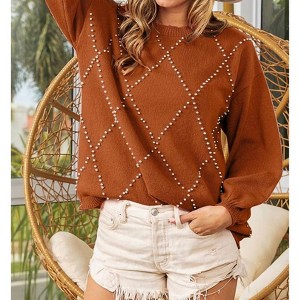 Women's Rhombus Pattern Pearl Sweater - BiBi - 1 of 2