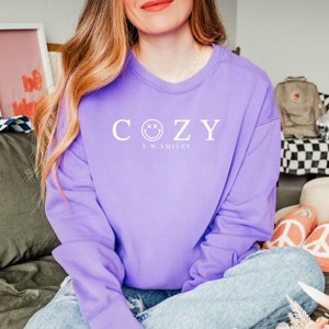 Simply Sage Market S.W.Smiley Cozy Outline Garment Dyed Sweatshirt - 1 of 4