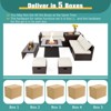 Tangkula 9 Pieces Outdoor Patio Furniture Set with 35" Propane Fire Pit Table Wicker Sectional Sofa Set w/ Storage Box Black/Gray/Navy/Red/Turquoise/Off White - 4 of 4