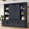 KWPZQEB 70.8" W Hall Tree, Multifunctional Entryway Cabinet with Sliding Barn Door & Open Shelves, Coat Rack with Shoe Storage & Bench for Hallway - 3 of 4