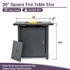 30" Propane Gas Fire Pit Table, 50000 BTU Square Steel Fire Pit for Outside Patio Deck Garden Backyard-Black - 3 of 4