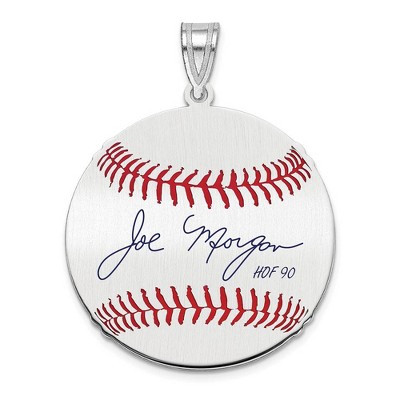 Black Bow Jewelry Sterling Silver Joe Morgan Signature MD Enamel Baseball Pendant