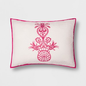 Pink Mallorca Embroidered Ornament Sham (King) - Opalhouse
