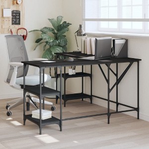 vidaXL Desk Black 54.7 in.x54.7 in.x29.5 in. Engineered Wood - 1 of 4