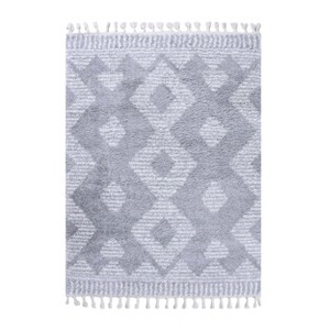 Modern Diamond Shag Polypropylene Indoor Area Rug or Runner with Fringe by Blue Nile Mills - 1 of 4