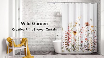 Wild Garden Floral White Polyester Shower Curtain