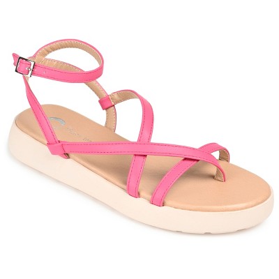 Journee Collection Womens Jeselia Tru Comfort Foam Ankle Strap Flat Sandals Pink 9