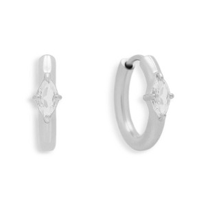 EVRY JEWELS WATERPROOF Gold or Silver Plated Stainless Steel Marquise Crystal Huggie Hoop Earrings - 1 of 2