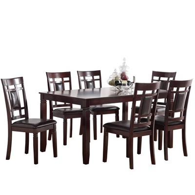 7pc Modish Dining Set of Rubber Wood Brown - Benzara