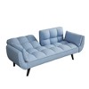 74" Velvet 2-Seater Sofa with 2 Armrests, Adjustable Backrest & Convertible Bed - 4 of 4
