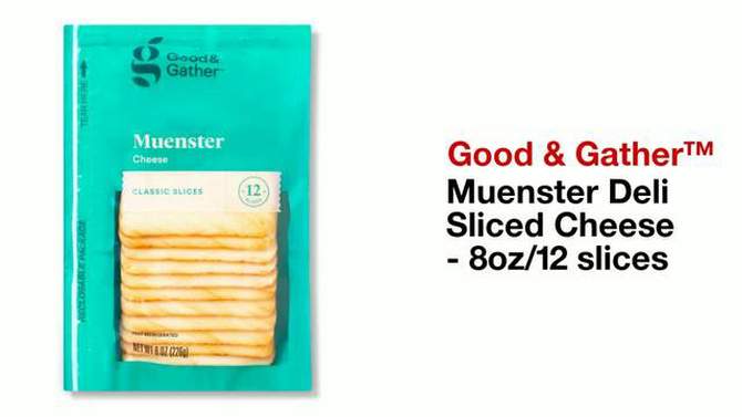 Muenster Deli Sliced Cheese - 8oz/12 slices - Good &#38; Gather&#8482;, 2 of 7, play video