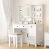 Makeup Vanity Desk with Mirror and Lights 3 Color Modes Available, Wooden Makeup Table with Chair, Power Outlet, Glass Top - 2 of 4