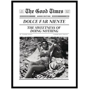 Kate and Laurel The Good Times Newspaper Dolce Far Niente by Honey Island Studio Framed Wall Art Print, 31 x 41, Svelte Noir Black - 1 of 4