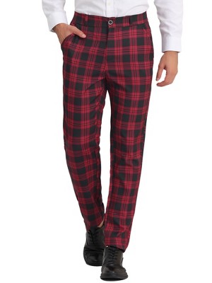 Black and red plaid dress clearance pants