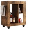 Homy Casa Rolling Bar Cabinet with Open Storage Shelves and Wine Rack for Living Room or Dining Room, Rustic Brown - 2 of 4