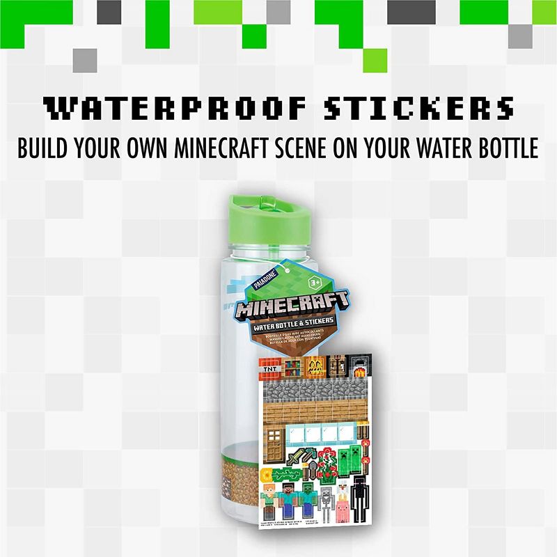 Paladone Products Ltd. Minecraft 21 Ounce Plastic Water Bottle and Stickers, 2 of 5