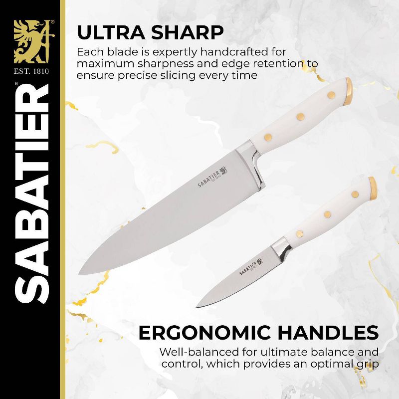 Sabatier 15pc Block Knife Set White with Gold, 4 of 7