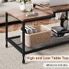 Coffee Table Industrial Living Room Table 2-Tier Rustic Center Table with Mesh Shelf Rectangle Storage Cocktail Table Metal Frame Easy Assemble Brown - 4 of 4
