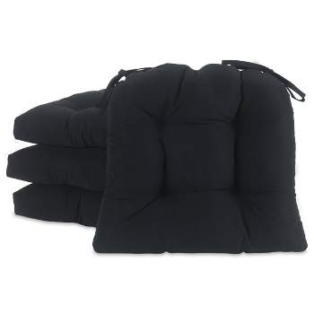 Chase Black Solid Tufted Chair Seat Cushion Chair Pad (Set of 2)