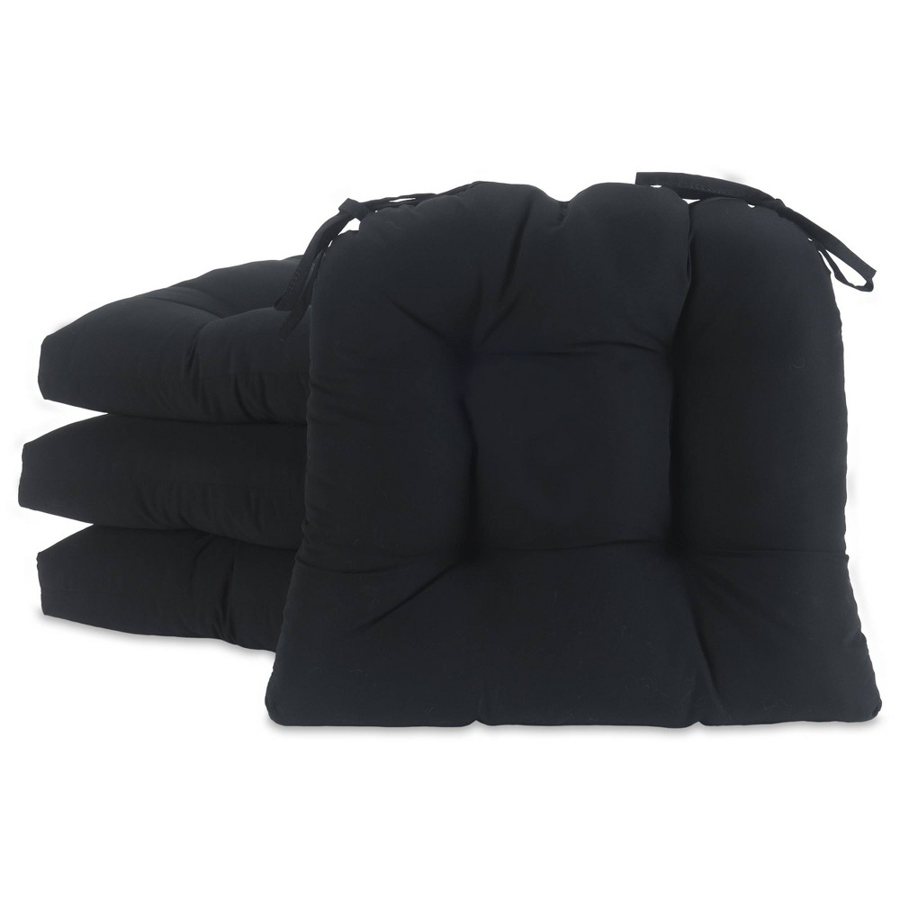 Photos - Pillow Black Micro Fiber Chair Pads with Tie Backs  - Essentials(Set Of 4)