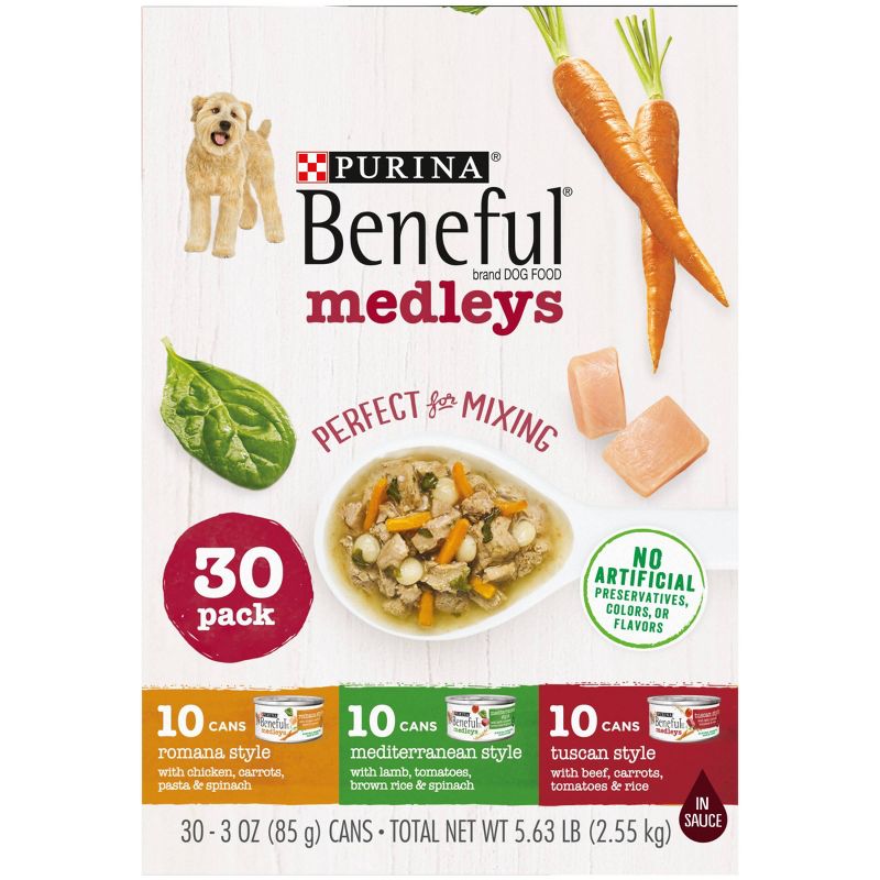 Purina Beneful Medleys Romana, Mediterranean &#38; Tuscan Style with Chicken, Lamb and Beef Flavors Wet Dog Food - 3oz/30ct Variety Pack, 6 of 10