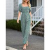 Whizmax Women's Summer Smocked Jumpsuits Casual Square Neck Short Sleeve High Waist Wide Leg Rompers with Pockets - 4 of 4