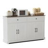 Sideboard Buffet Cabinet with Storage, Wooden Kitchen Storage Cabinet with Adjustable Shelf, Drawers & Barn Doors, Coffee Bar Table - 3 of 4
