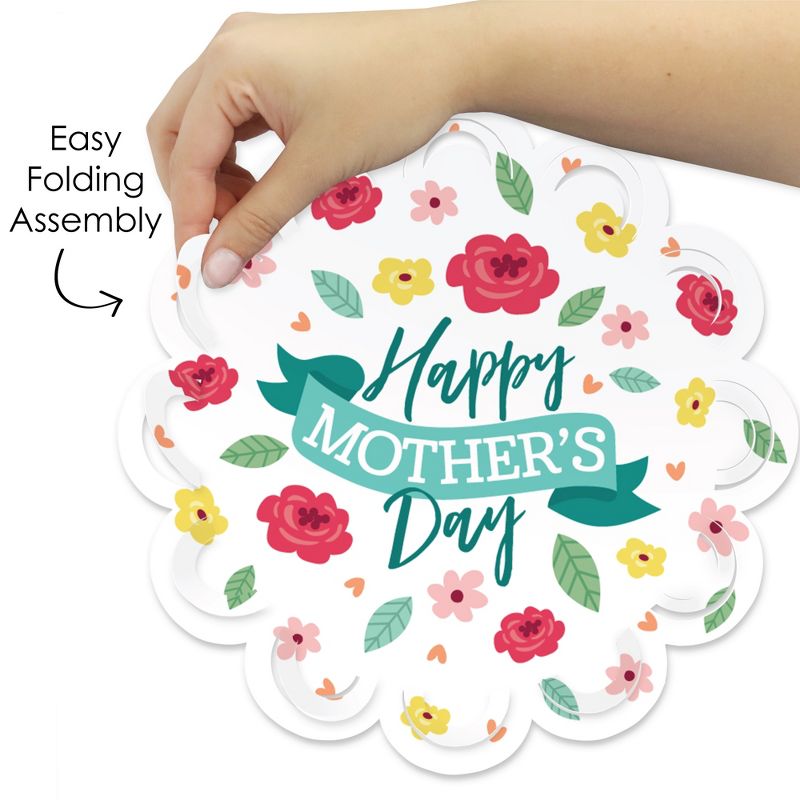 Big Dot of Happiness Colorful Floral Happy Mother's Day - We Love Mom Party Round Table Decorations - Paper Chargers - Place Setting For 12, 6 of 10