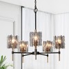 LNC Echonalyri 5-Light 26" Modern Candestick Chandelier,Matte Black and Polished Gold with Smoked Grey Textured glass - 2 of 4