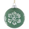 Northlight 4ct Green Glass Christmas Ball Ornaments with White Snowflakes 3" (80mm) - image 4 of 4