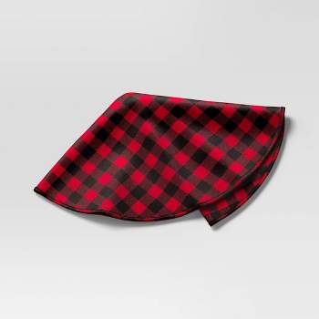 48" Reversible Buffalo Plaid to Faux Shearling Christmas Tree Skirt Red/Black/White - Wondershop™