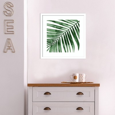 Tropical Green Palm Leaf Framed Wall Art Print