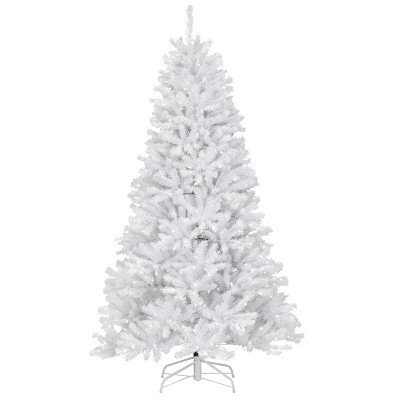 Photo 1 of **VERY USED** National Tree Company Pre-Lit Artificial Slim Christmas Tree, White, North Valley Spruce, White Lights, Includes Stand, 7.5ft