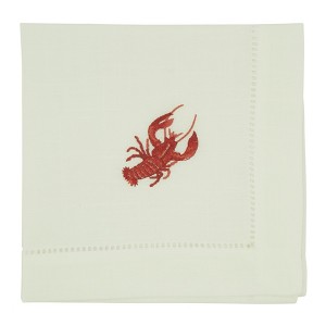 Saro Lifestyle Lobster Design Embroidered Table Napkins (Set of 4), White - 1 of 4